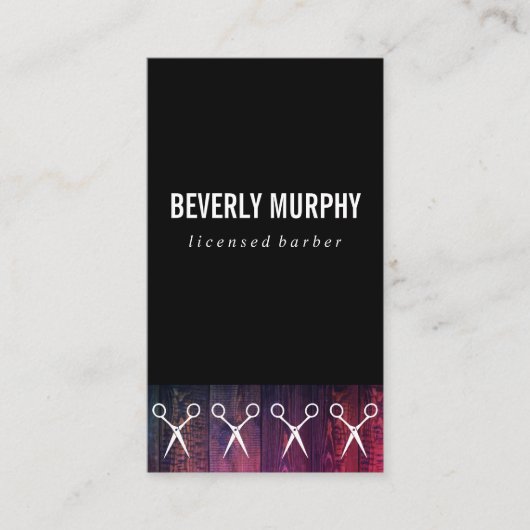 Rustikales Holzschwarz mit Shears-Muster Visitenkarte (Vorderseite)