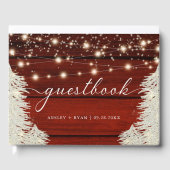 Rustikales Holzstring Lights Trees Wedding Guestbo Gästebuch (Vorderseite)