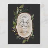 Rustikales Holzstück Slice Baby Dusche Budget Einl Flyer (Vorne)