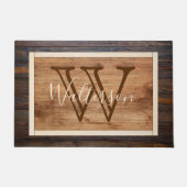 Rustikales Holztonmonogramm-Rechteck Fußmatte (Vorderseite)