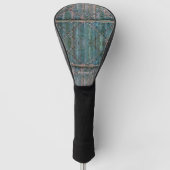 Rustikales Holztor und Bügeleisen in blau, persona Golf Headcover (Vorderseite)