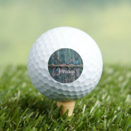 Rustikales Holztor und Bügeleisen in blau, persona Golfball