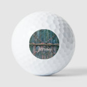 Rustikales Holztor und Bügeleisen in blau, persona Golfball (Vorderseite)