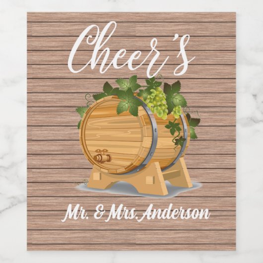 Rustikales Holzweinfässchen Weinetikett (Einzelnes Label)