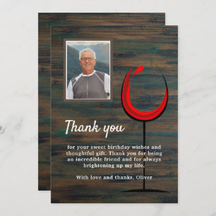 Rustikales Holzweinglas 60. Geburtstag Foto Dankeskarte