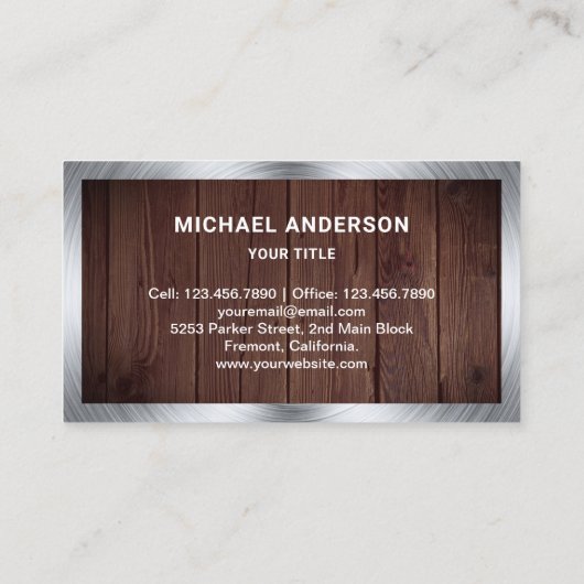 Rustikales Holzwerkstoff Handsäge Handyman Carpent Visitenkarte (Rückseite)