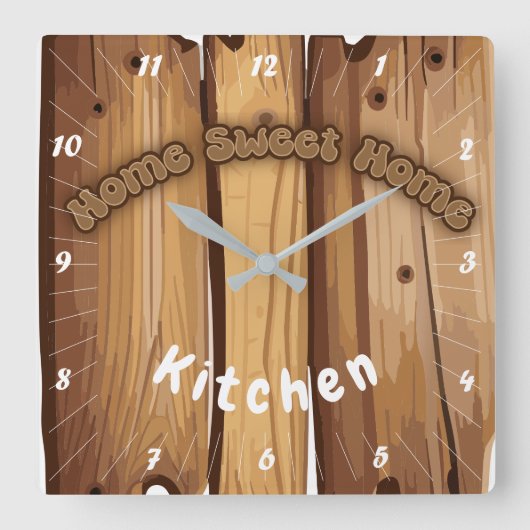 Rustikales Holzzeichen Quadratische Wanduhr (Vorderseite)