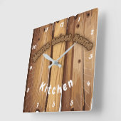 Rustikales Holzzeichen Quadratische Wanduhr (Winkel)