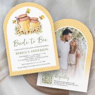 Rustikales Honey Jars Bride to Bee Arch Brautparty Einladung