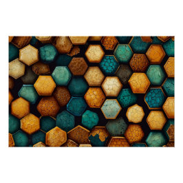Rustikales Honeycomb Textured Abstrakt Art Poster