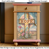 Rustikales "HOPE Cross & Blume" Signieren DP7 Deco Seidenpapier