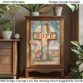 Rustikales "HOPE Cross & Blume" Signieren DP7 Deco Seidenpapier