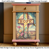 Rustikales "HOPE Cross & Blume" Signieren DP7F Dec Seidenpapier