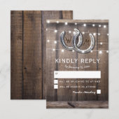Rustikales Horseshoe Barn Lights Wedding RSVP Karte (Vorne/Hinten)