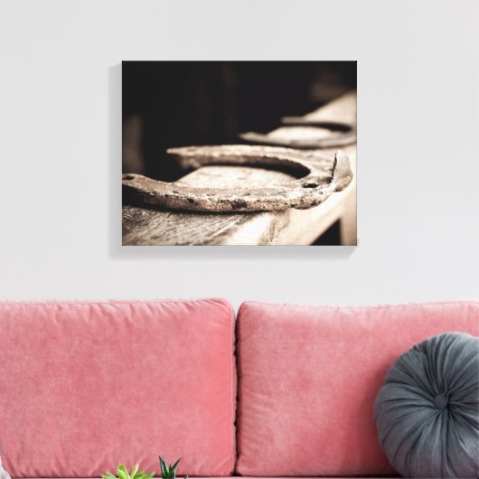 Rustikales Horseshoe Leinwanddruck (Insitu (Wohnzimmer))