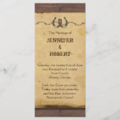 Rustikales Horseshoes Barbed Wire Wedding Program Programm (Vorderseite)
