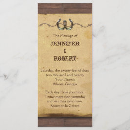 Rustikales Horseshoes Barbed Wire Wedding Program Programm