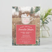 Rustikales Hot Chocolate Baby Es ist kalt Außendus Einladung (Stehend Vorderseite)