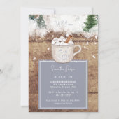 Rustikales Hot-Chocolate-Baby in kaltblauer Farbe Einladung (Vorderseite)