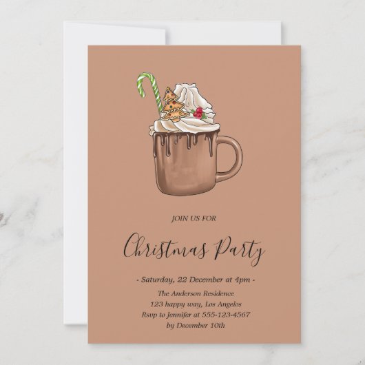 Rustikales Hot Cocoa Weihnachtsgebäck Party Einladung (Vorderseite)