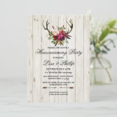 Rustikales Housewarming Party Antlers Stag Einladu Einladung (Stehend Vorderseite)