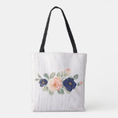 Rustikales Hübsches Marineblau, Peach floral Perso Tasche (Rückseite)