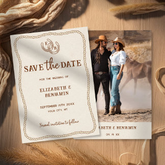 Rustikales Hufeisen-Western-Foto Save The Date