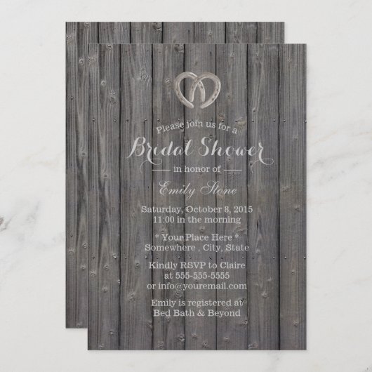 Rustikales Hufeisenherz Brautparty Einladung (Vorne/Hinten)