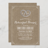Rustikales Hufeisenherz Burlap Probe Dinner Einladung (Vorne/Hinten)