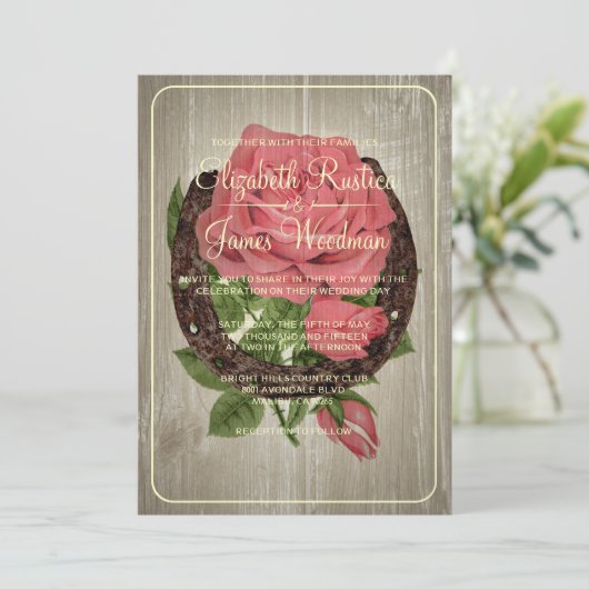 Rustikales Hufeisenpfeifen Einladung (Stehend Vorderseite)