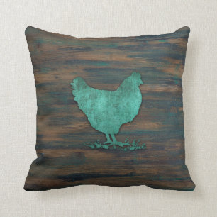 Rustikales Huhn (aquamarin) Kissen
