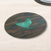 Rustikales Huhn (aquamarin) Runder Pappuntersetzer (Angewinkelt)