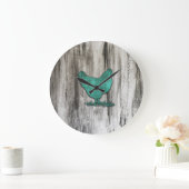Rustikales Huhn (blau) Große Wanduhr (Zuhause)