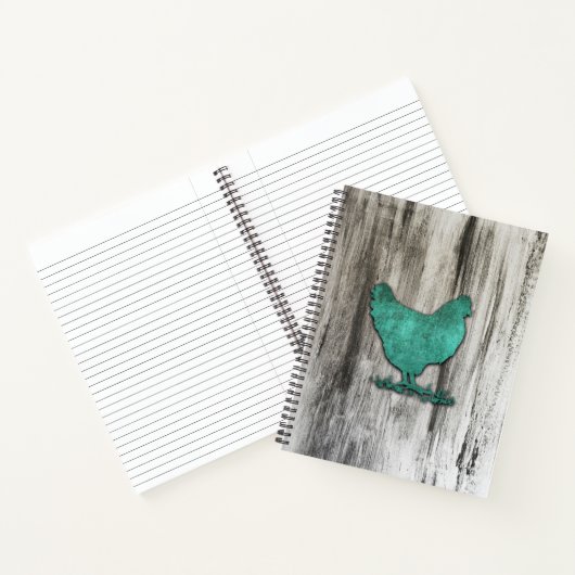 Rustikales Huhn (blau) Notizblock (Innenseite)