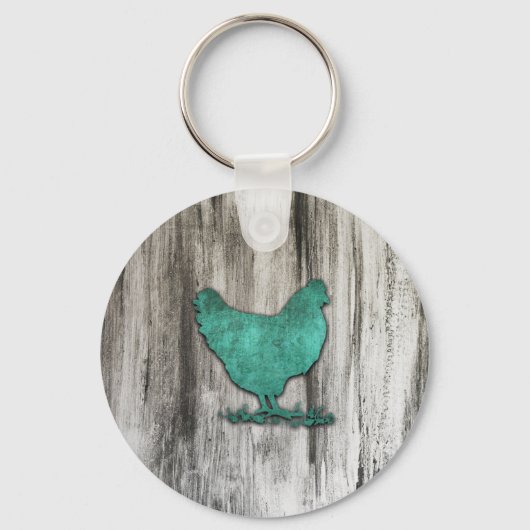 Rustikales Huhn (blau) Schlüsselanhänger (Vorderseite)