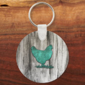 Rustikales Huhn (blau) Schlüsselanhänger (Vorderseite)