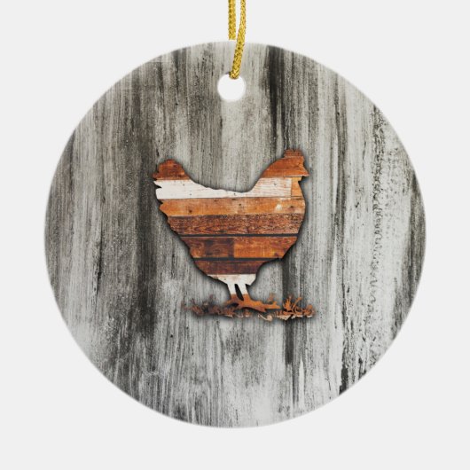 Rustikales Huhn (Brown) Keramik Ornament (Vorne)