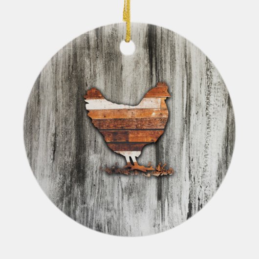 Rustikales Huhn (Brown) Keramik Ornament (Hinten)