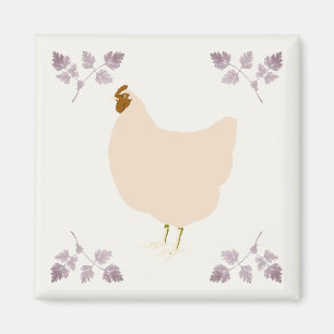 Rustikales Huhn Henne und Kerbel Kräuter Magnet