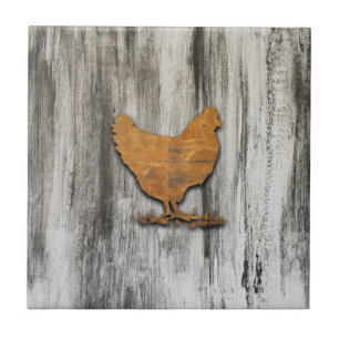 Rustikales Huhn (orange) Fliese