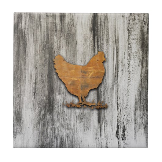 Rustikales Huhn (orange) Fliese (Vorderseite)