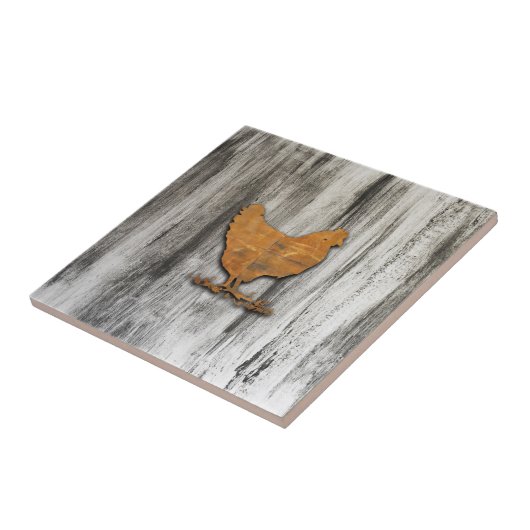 Rustikales Huhn (orange) Fliese (Seite)