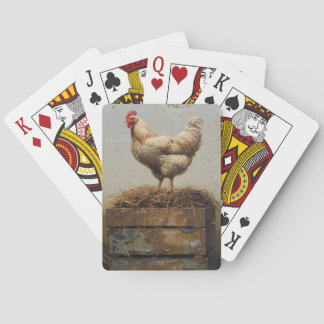 Rustikales Huhn und Nest Spielkarten