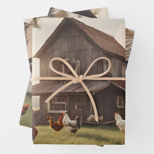 Rustikales Hühnchen Geschenkpapier Set (Beispiel)