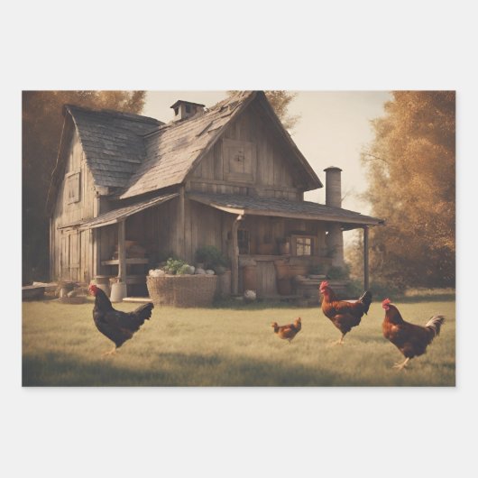 Rustikales Hühnchen Geschenkpapier Set (Vorderseite)