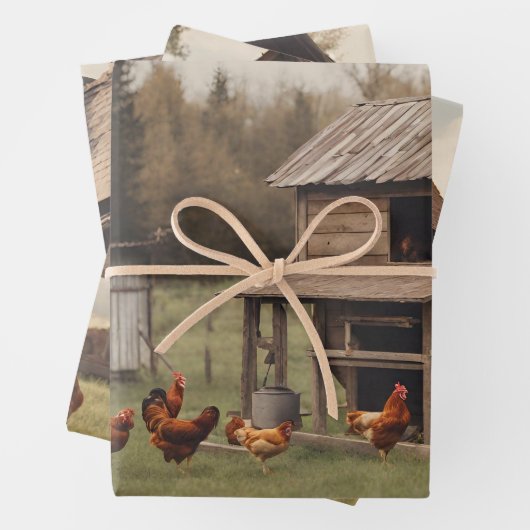 Rustikales Hühnchen Geschenkpapier Set (Beispiel)