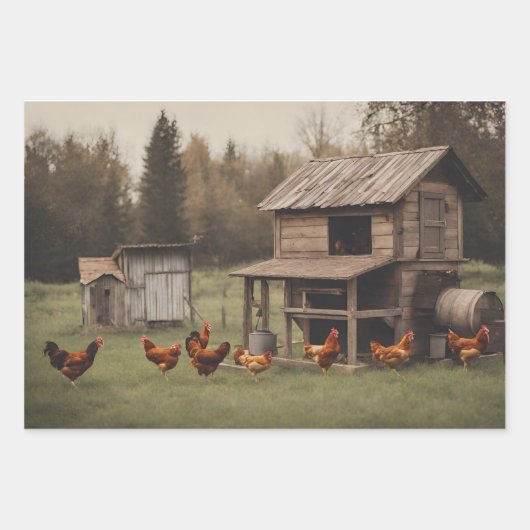 Rustikales Hühnchen Geschenkpapier Set (Vorderseite)