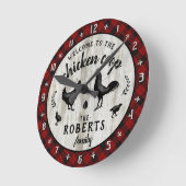 Rustikales Hühnerhähnchen-Coop Holz Karierte Custo Runde Wanduhr (Winkel)