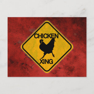 Rustikales Hühnerschild Postkarte
