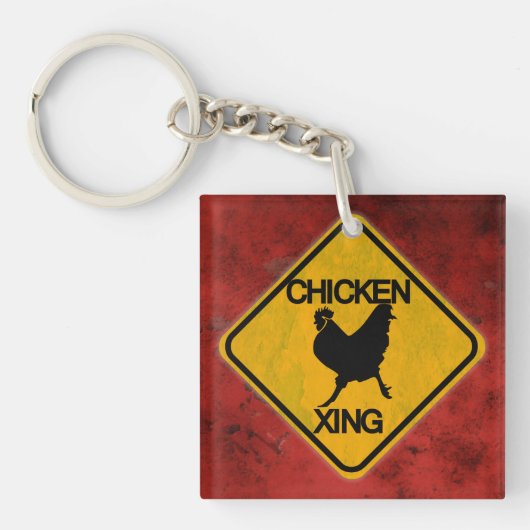 Rustikales Hühnerschild Schlüsselanhänger (Vorderseite)